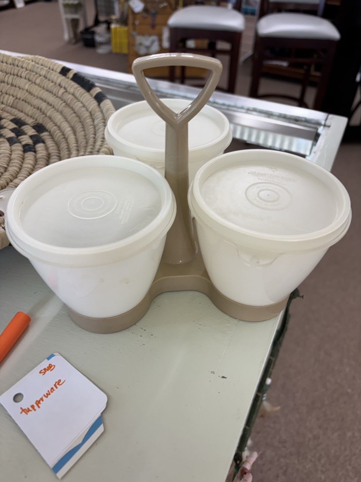 TUPPERWARE HARVEST CONDIMENT CADDY SERVER SET WITH BOWLS AND LIDS 757-9 EE