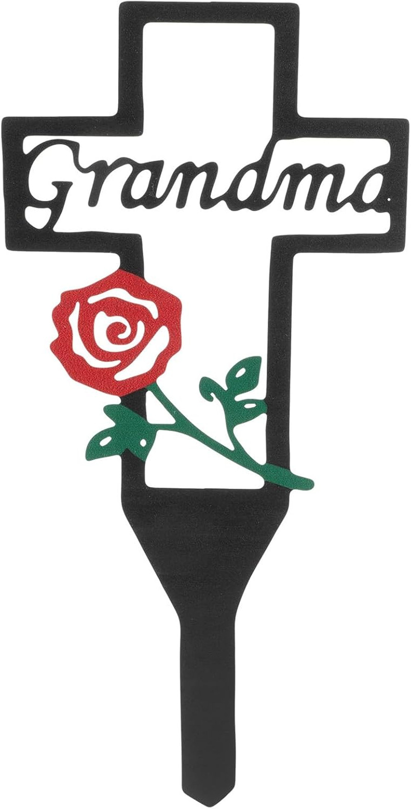 Grandma Memorial Cross Cemetery Decorations for Grave Metal Marker Stake for Hum