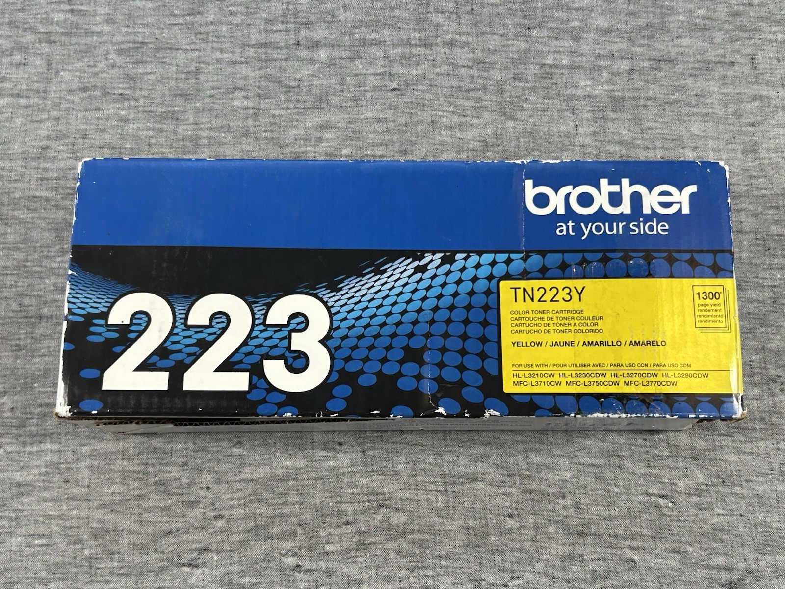 Brother TN223Y Yellow Genuine Color Printer Toner Cartridge OEM Damaged Box