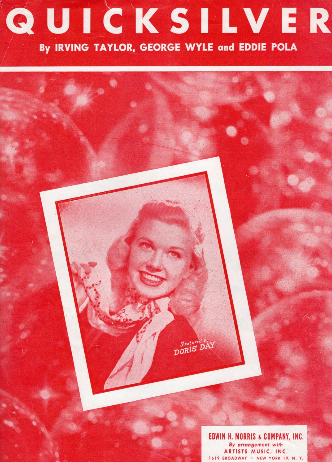 1949 Doris Day Quicksilver Sheet Music Photo Cover Piano Vocal Classic Hollywood
