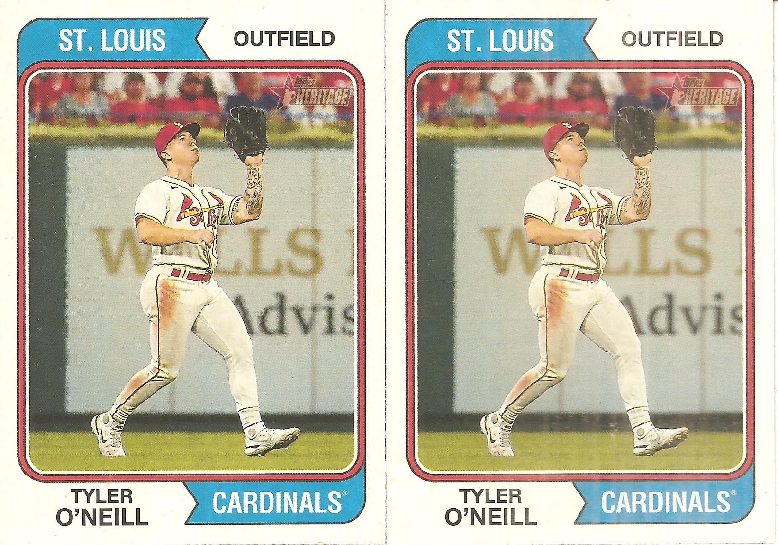 2 CARD 2023 TOPPS HERITAGE TYLER O'NEILL BASEBALL CARD LOT