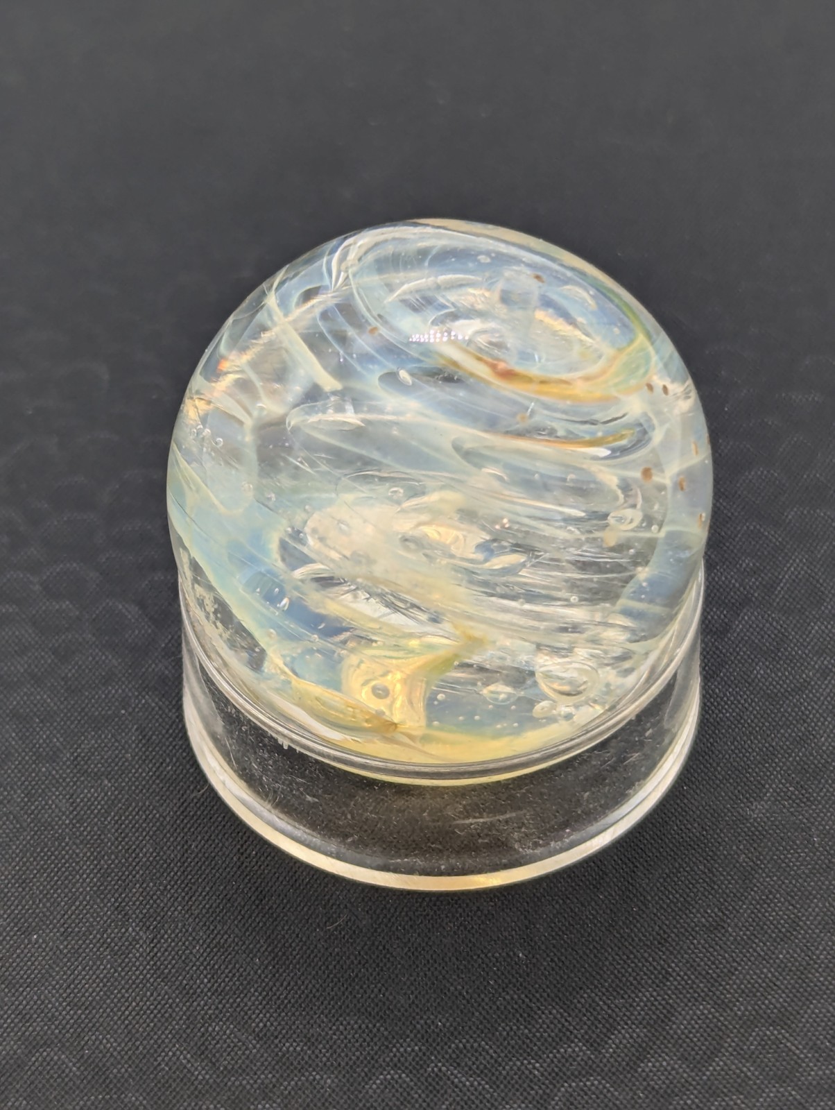 Handmade Glass Marble Blue Iridescent Implosion Art 31mm Oceancore Beachcore