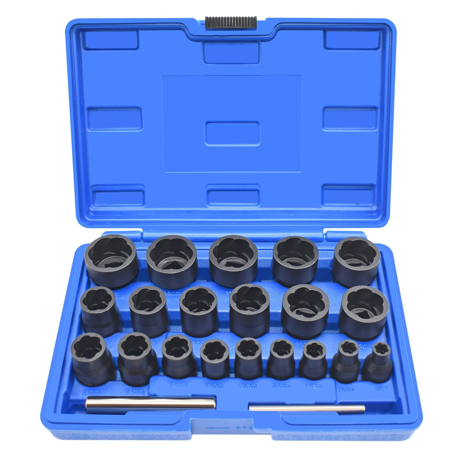 22 Pcs Bolt Nut Extractor Set, 1/2" and 3/8" Drive Wheel 22 Pcs, Blue Case 