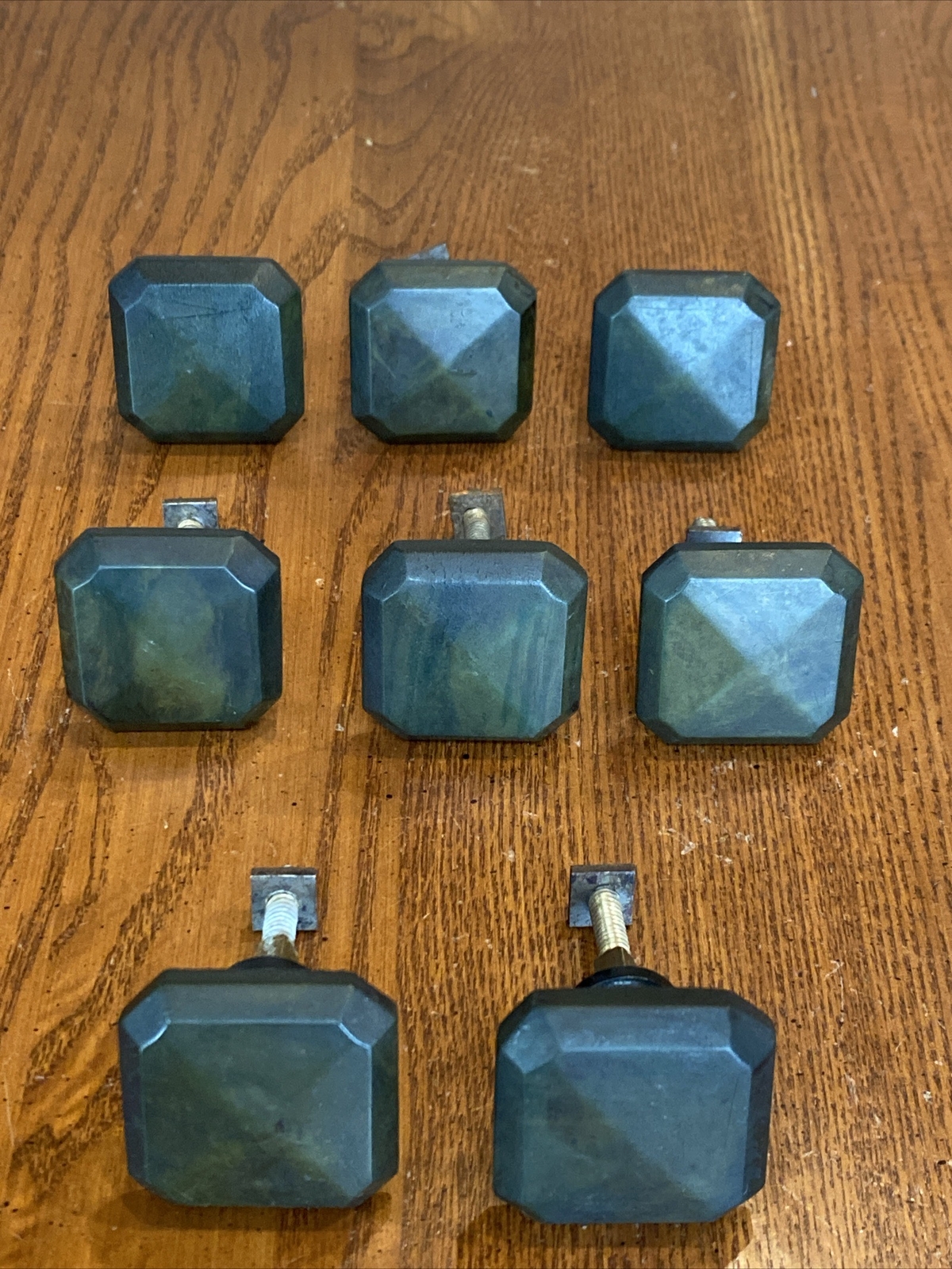 VTG ART DECO GEOMETRIC BAKELITE or CATALIN DARK GREEN DRAWER CABINET KNOB PULL