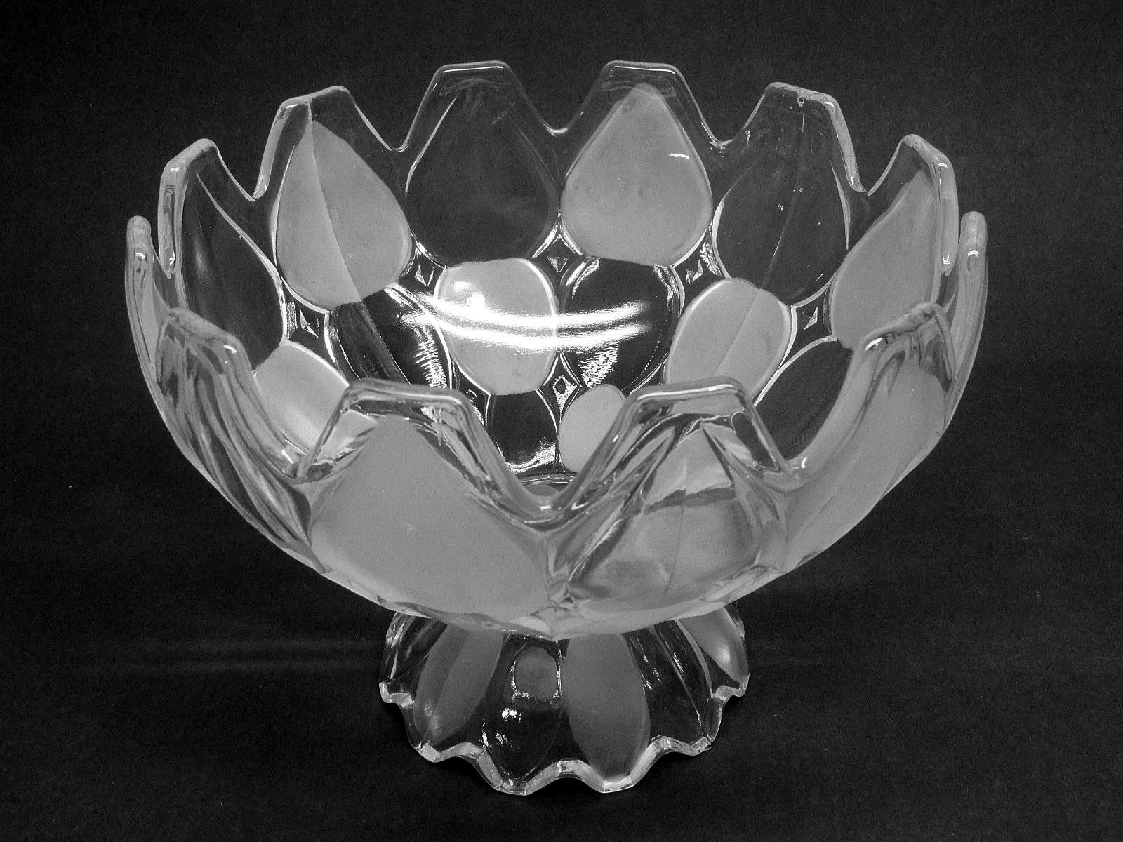 Vintage Crystal Clear Industries Moravia Pedestal Fruit Bowl