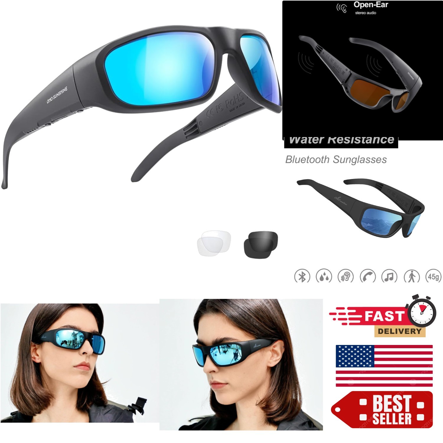 OhO Smart Polarized Sunglasses with Bluetooth Speaker & Voice Control - Unisex