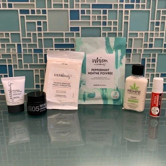 ULTA Beauty Skincare Bundle Primer Makeup Remover Hempz Lotion Whim Foot Mask