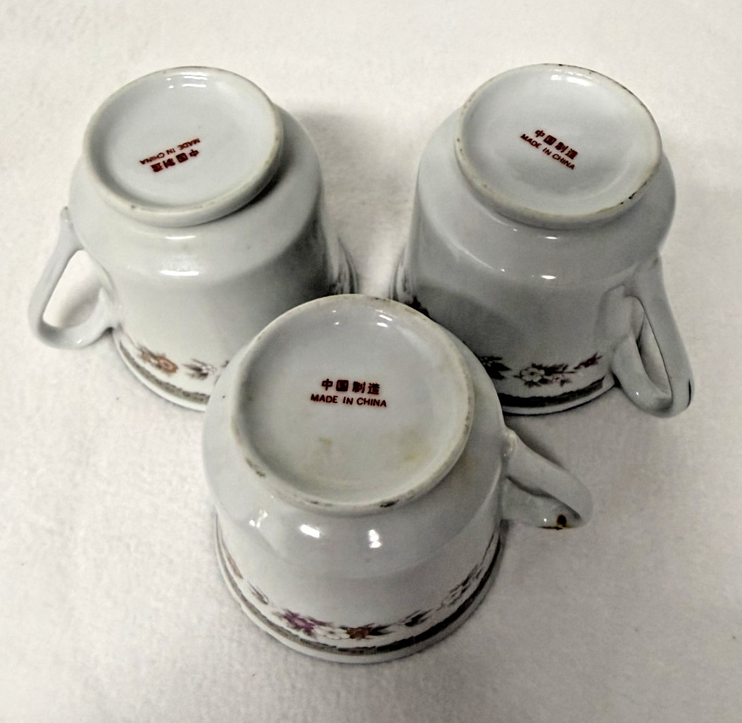 White coffee cups with flowers 8 oz (3)