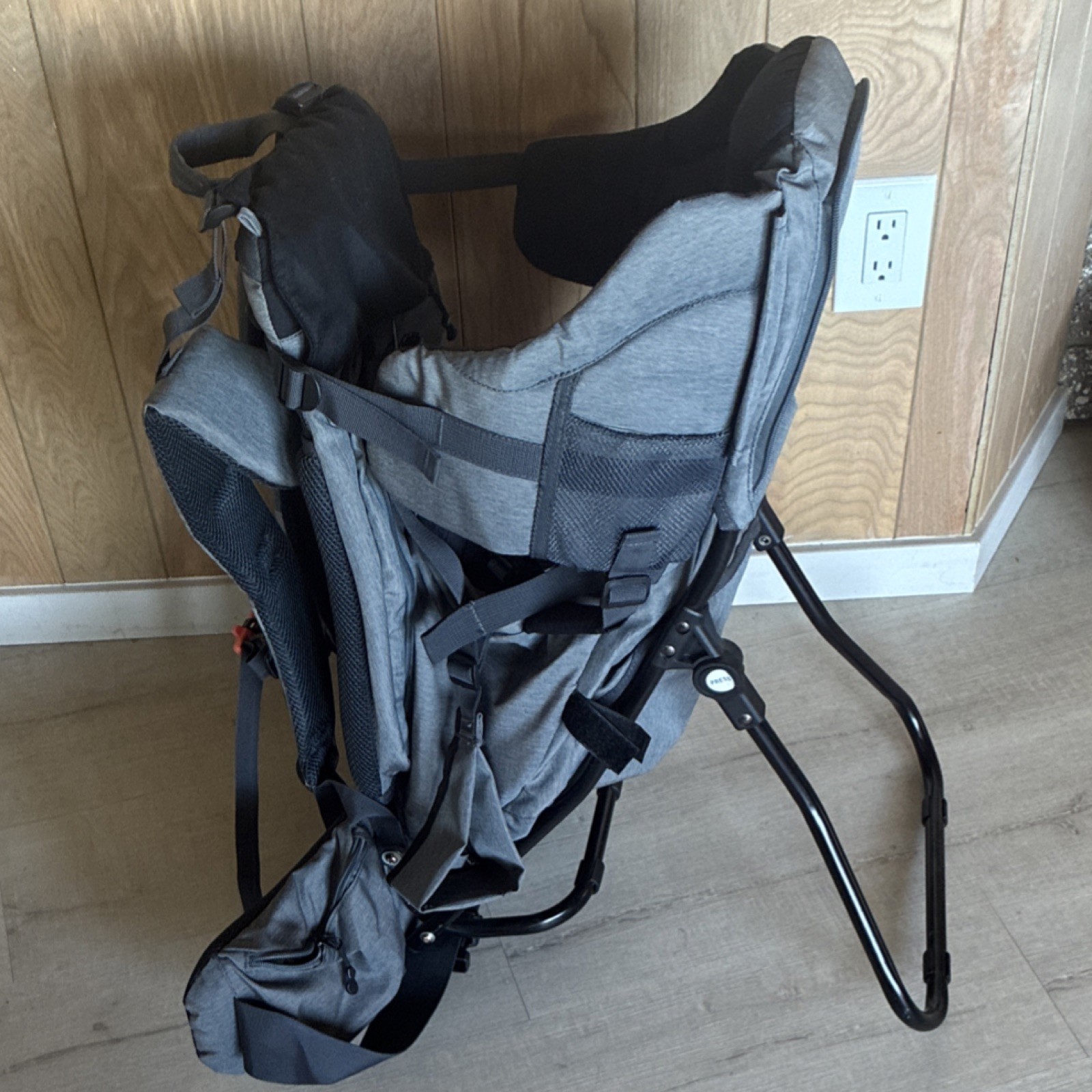 Gray Black Baby Hiking Backpack- Adjustable Buckle & Storage Pocket