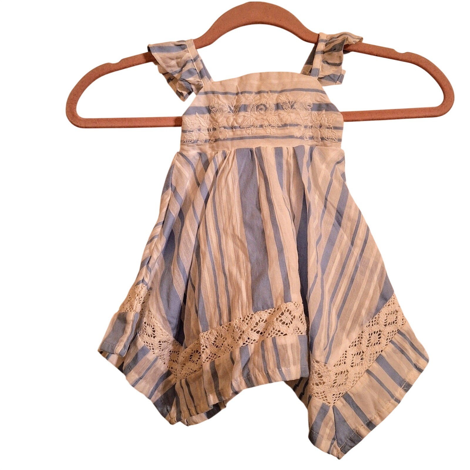 Tommy Bahama Babies Size 3-6 Crochet Embroidered Blue and White Sundress Spring