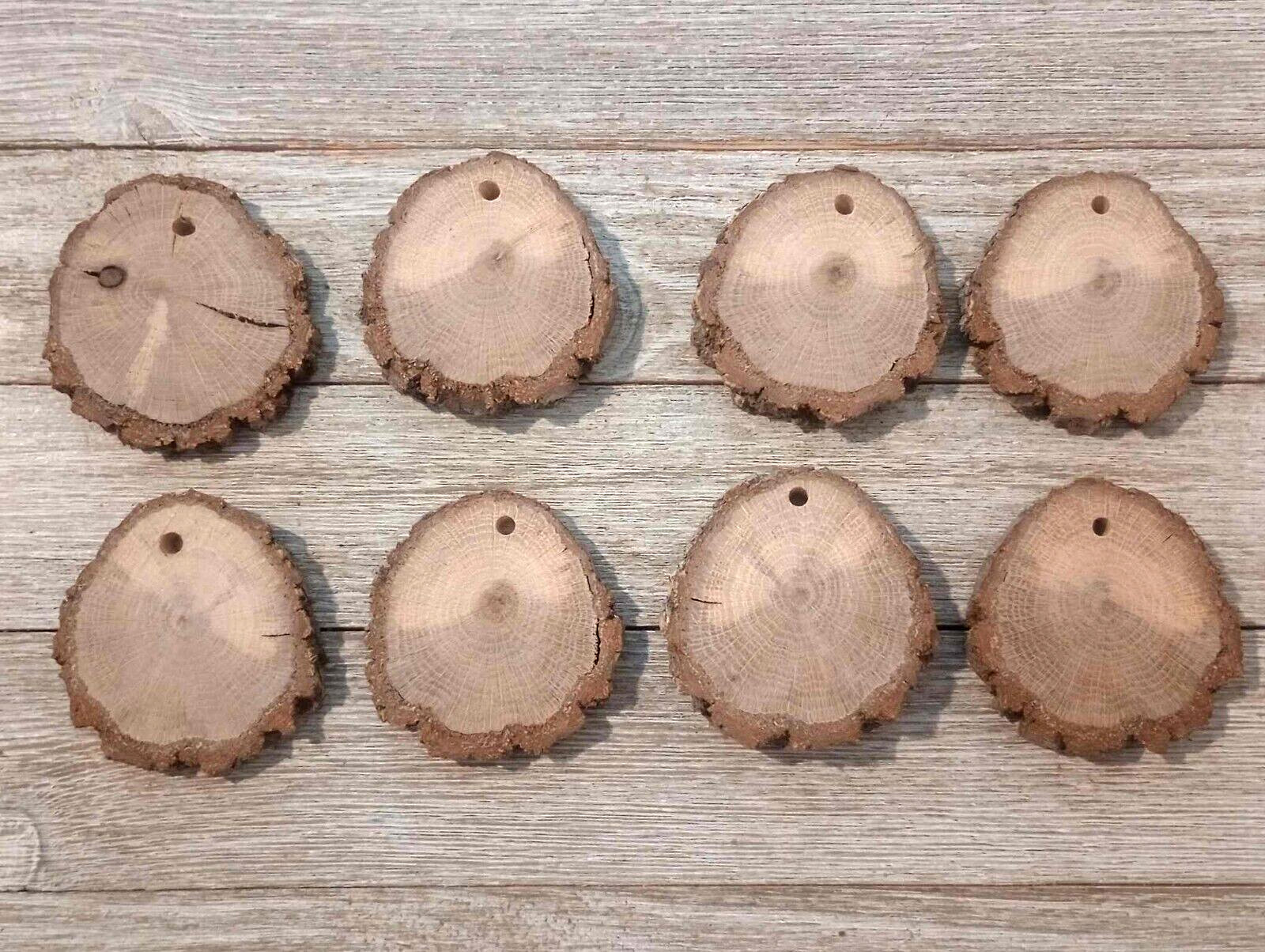 Natural Wood Slices 2" Diameter Pre-Drilled Dried Round Tree Limb Slices 8 pc