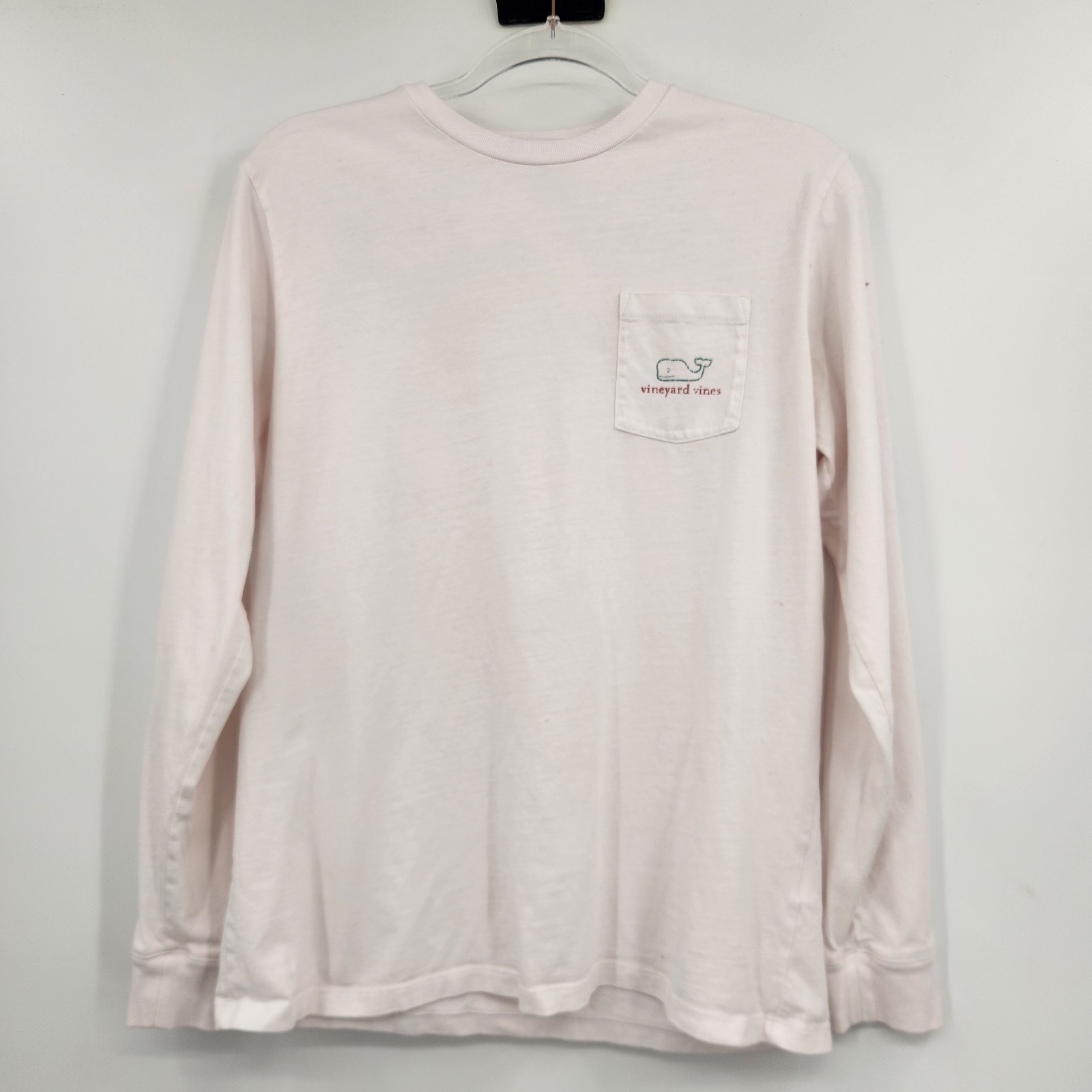 Vineyard Vines Whale Logo Graphic Tee Boys Size XL 18 White Holiday Long Sleeve