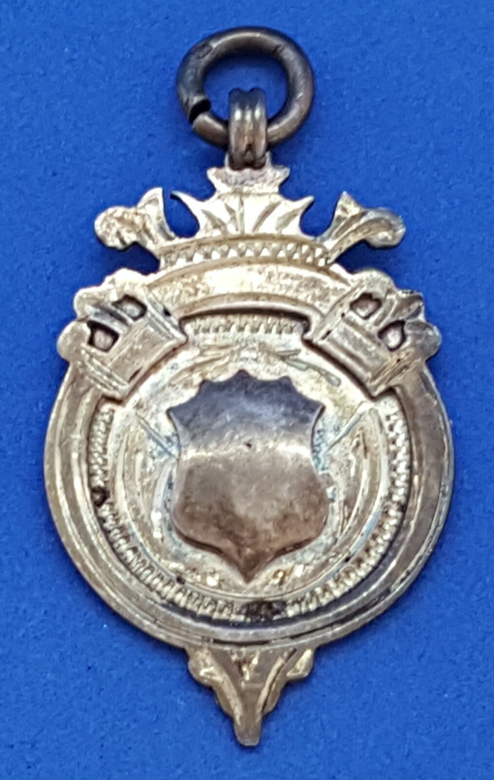 Hallmarked silver vintage Art Deco antique shield fob prize medal K