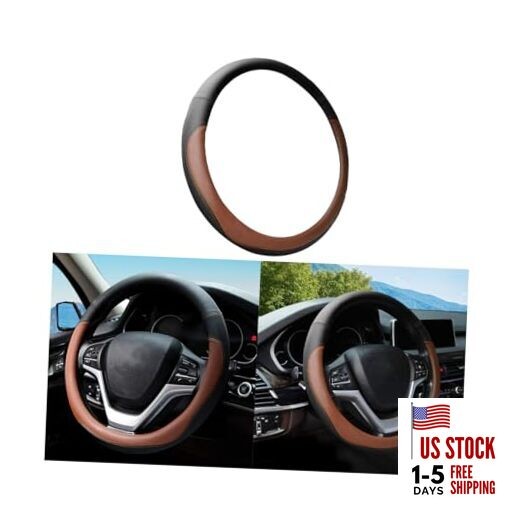  Car Steering Wheel Cover, Elastic Stretch Breathable Anti-Slip Coffee