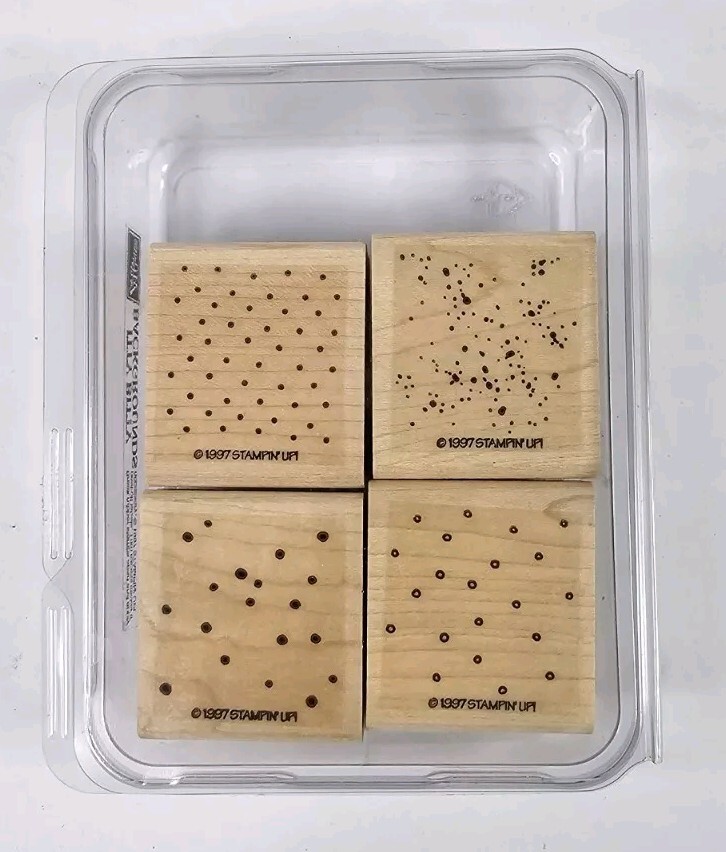Stampin Up' Mini Itty Bitty Backgrounds Lot Set 4 Rubber Stamps Dots 1997