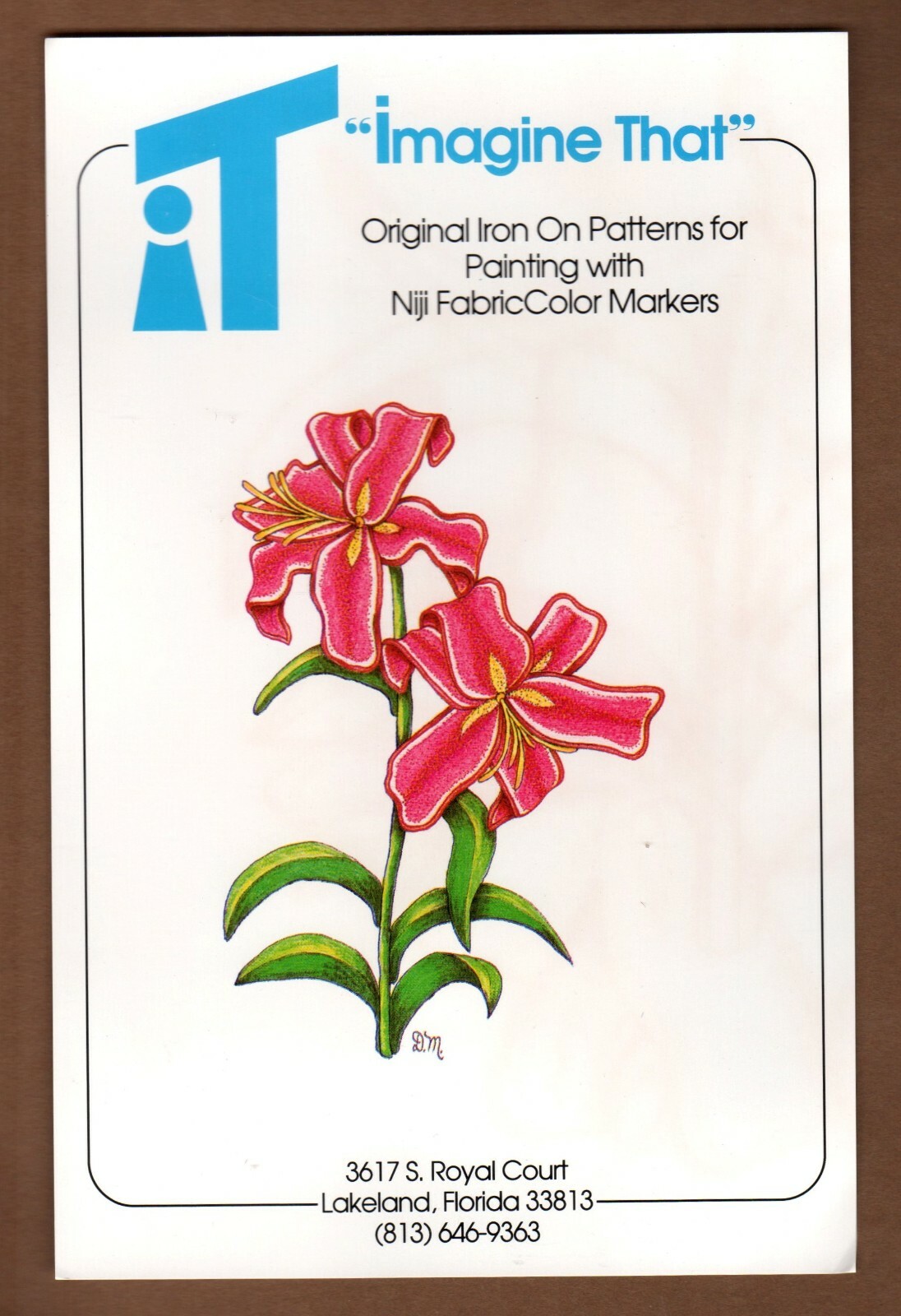 Pink Lily Iron-on Pattern for Painting, 14.25" Darlene Murphy 1990 Imagine That