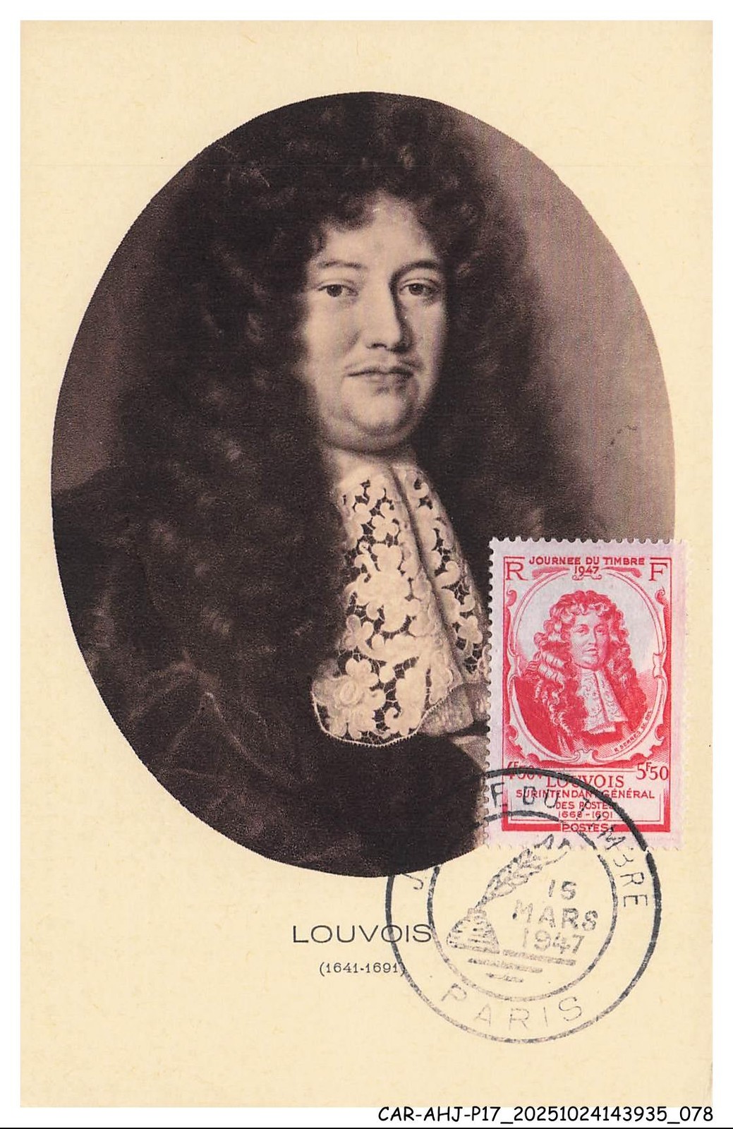 CAR-AHJP17-0816-MAXIMUM Card - Louvois - 1947