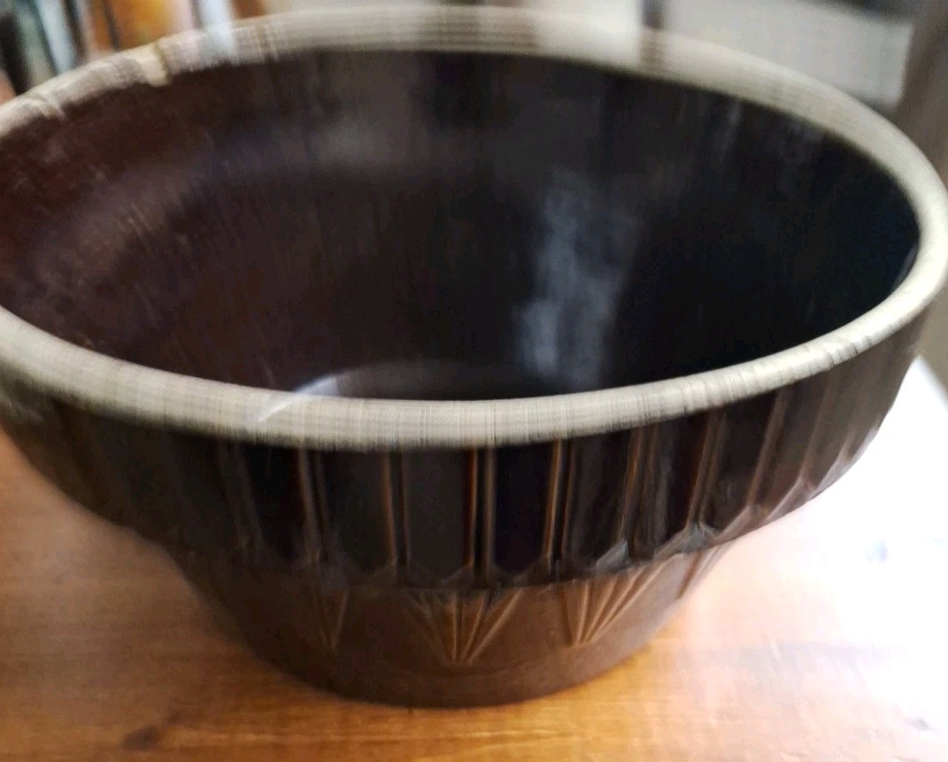 Vintage Ruckels Sawtooth Pickett Fence 10in Stoneware Bowl