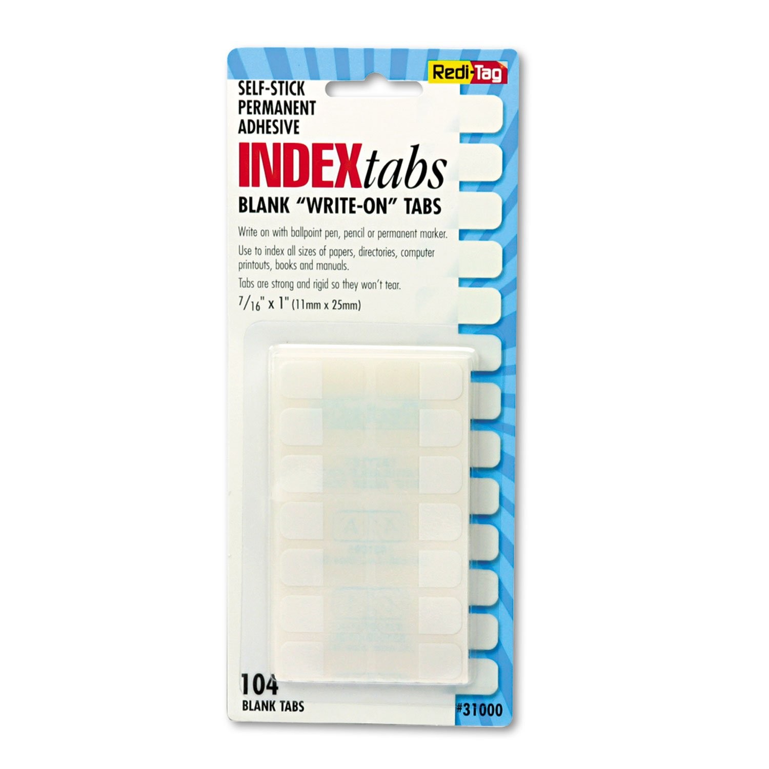 104 PCS Write-On Index Tabs Permanent Adhesive White Labels Pack