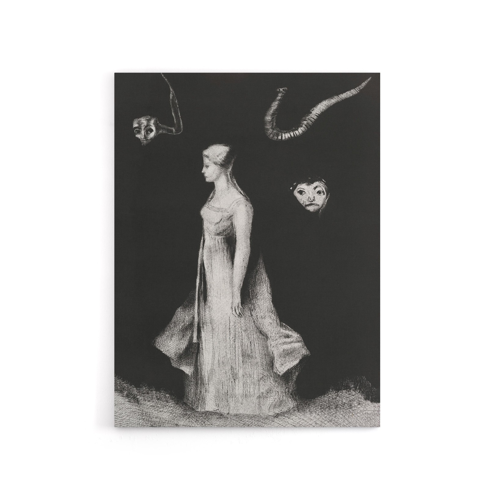 Haunting Ghostly Female Figure Redon Vintage Canvas Wall Art