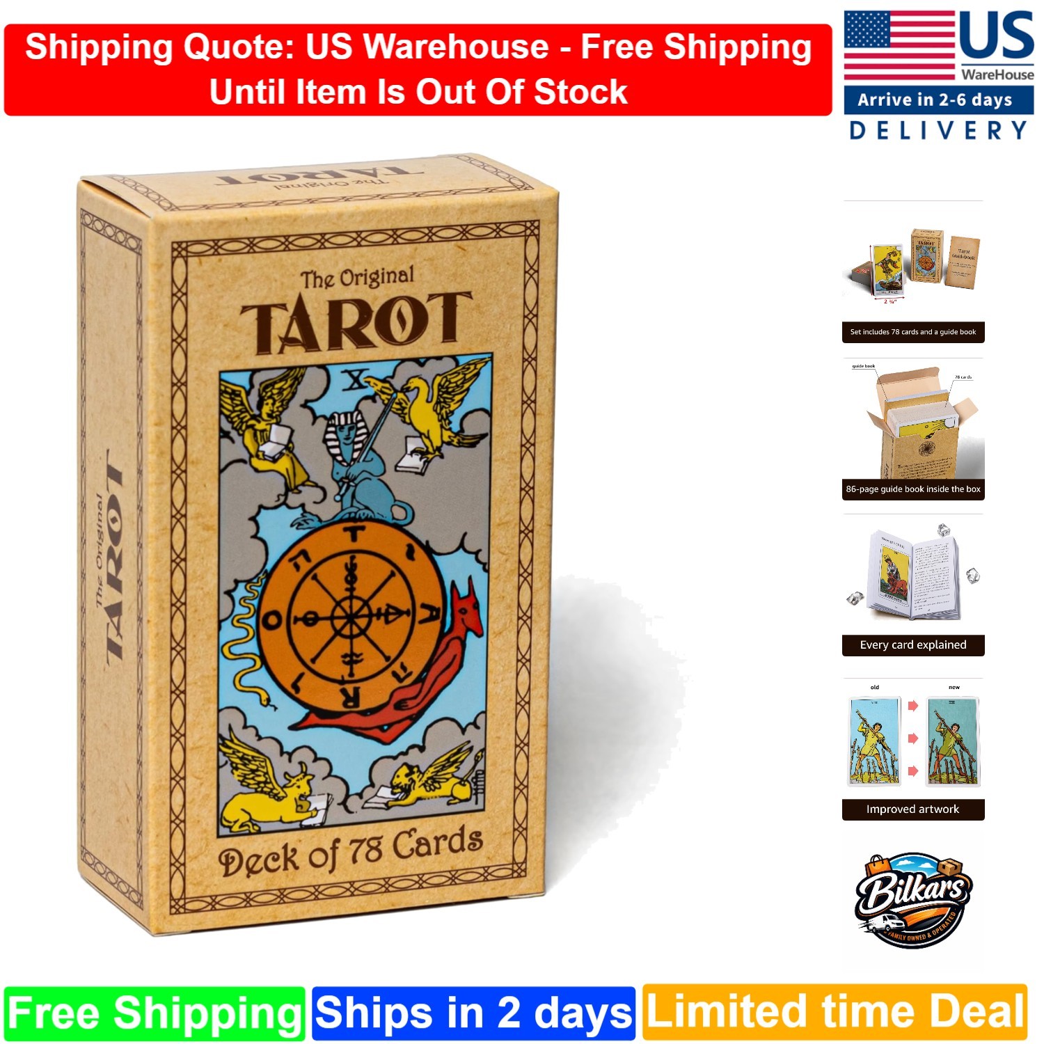 The  Tarot Deck: 78 Cards with Guidebook for Beginners in English