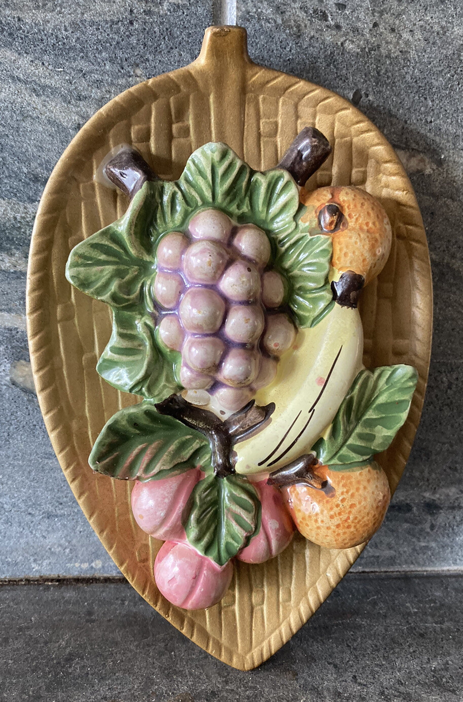 Original Arnart creation 3D Fruit Tiki 60s 70s Vintage Wall Art Ceramic EUC