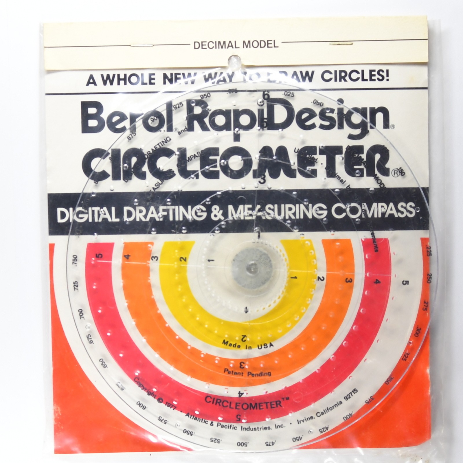 Berol CIRCLEOMETER Drafting Compass Decimal 0.25in Increments for Circle Drawing