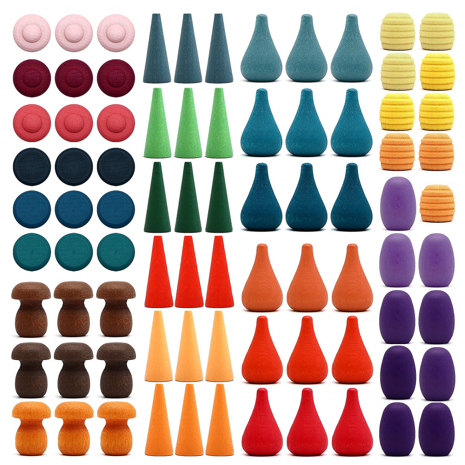 Large Set Full Rainbow Color Style Wooden Loose Parts Sensory Play Toys, Mand...