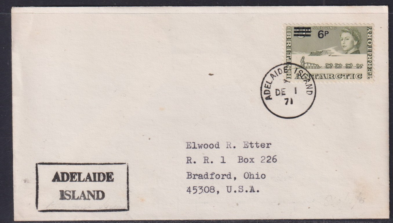 British Antarctic 1971 Adelaide Island  Cancellation Cover