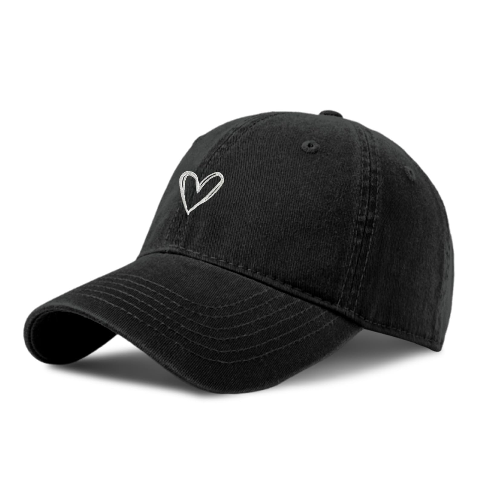 Pairxily Vintage Heart Embroidered Distressed Adjustable Baseball Cap Hat for Wo