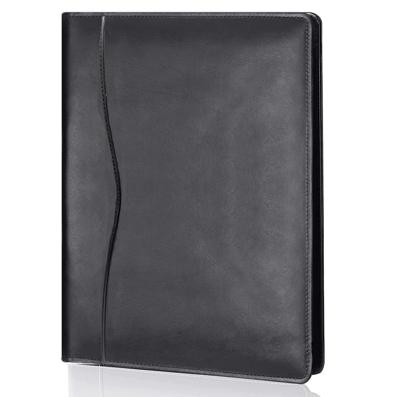 Leather Portfolio Folder Padfolio, Business Padfolio Organizer A4, Black 