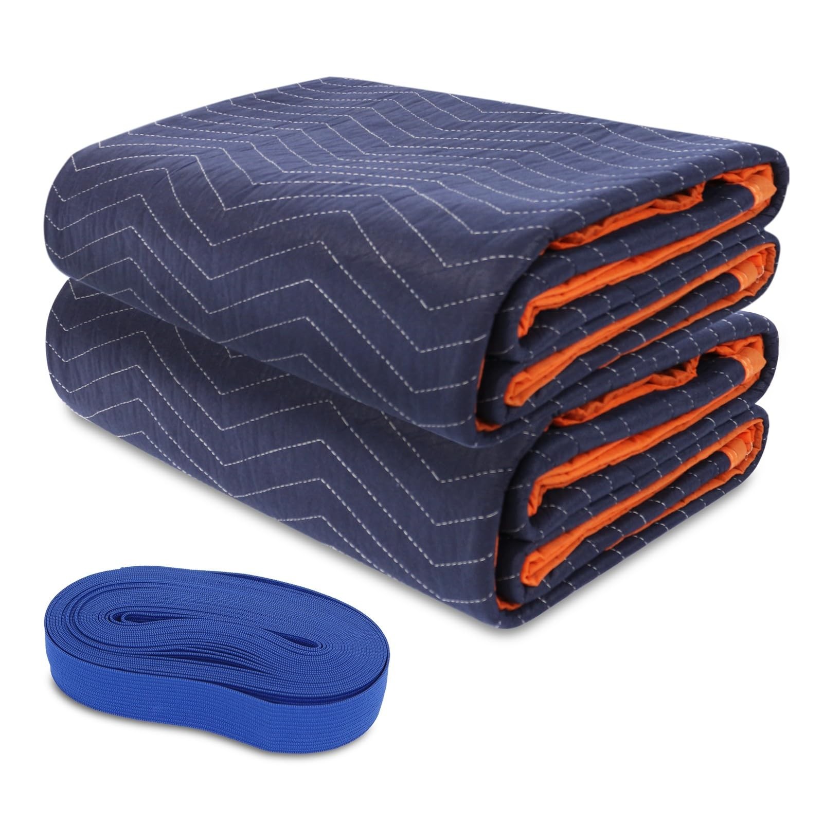 2 Moving Blankets 72x40in with 1 Elastic Rubber Band (196in Extendable to 400in)