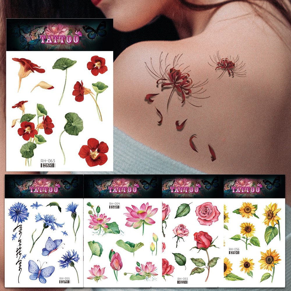 Tattoo Sticker Body Art Waterproof Tattoo Sticker Flower Tattoo Sticker Colors ∂
