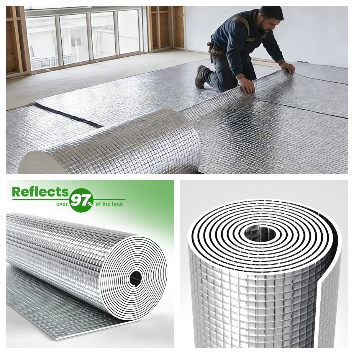 Reflective Insulation Foam Foil, Aluminum Radiation Barrier with EPE Foam Core