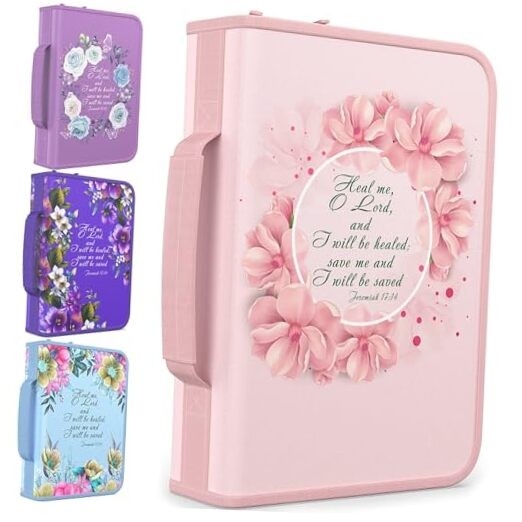 DEHITE Bible Cover Case for Women — Premium Bible Carrying Bag with Medium Pink