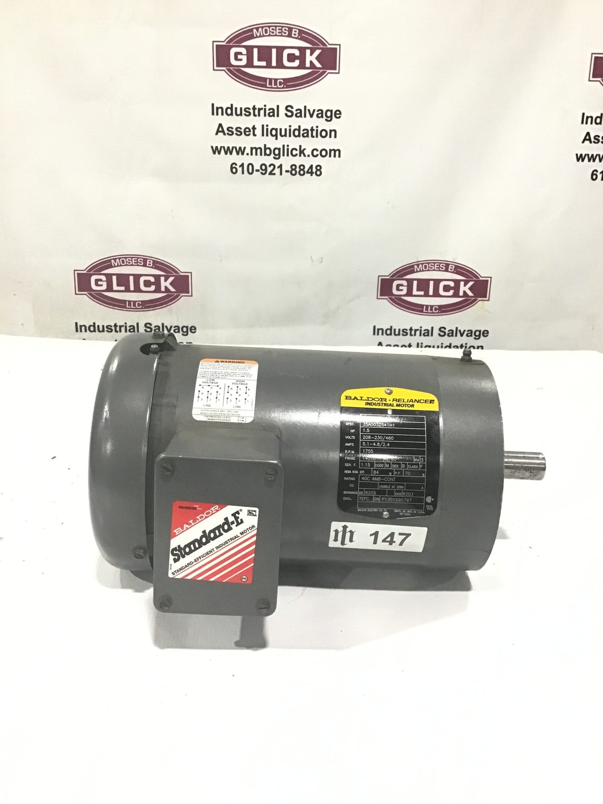 Baldor Reliance VM3554T 1.5HP 3-Phase Industrial Efficient Motor 1755RPM