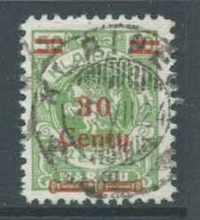MEMEL LITUANIUM OCCUPATION 1923 SG111 30c on 50m Green Red Opt Fine Used Cat £39