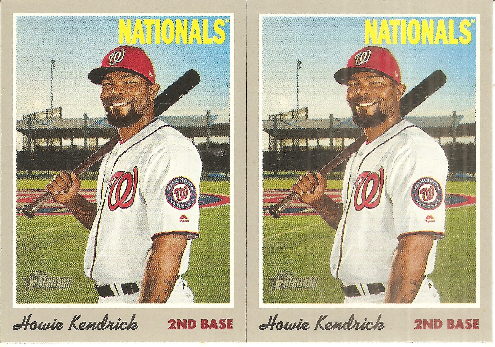 2 CARD 2019 TOPPS HERITAGE HOWIE KENDRICK BASEBALL CARD LOT