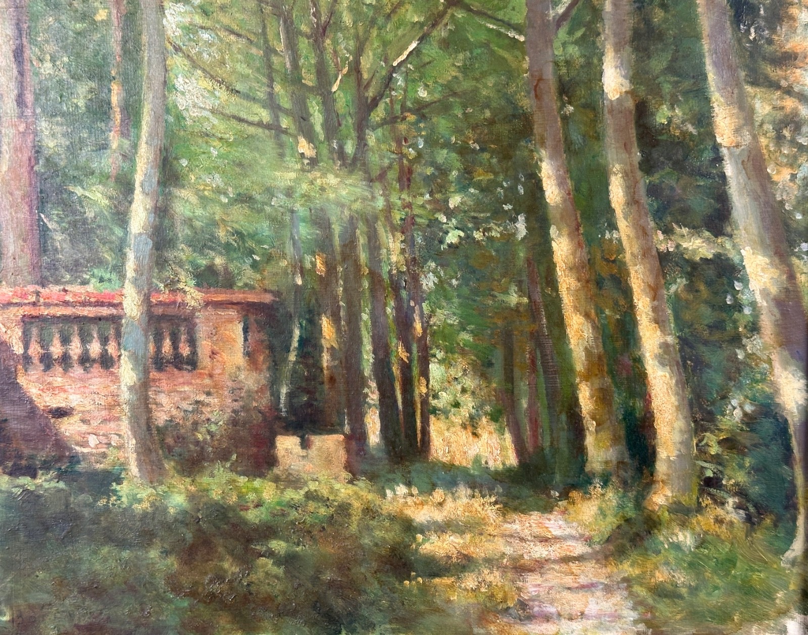 Antique Impressionist Painting Félix BORREL Toulouse Park View Château ÉTÉ