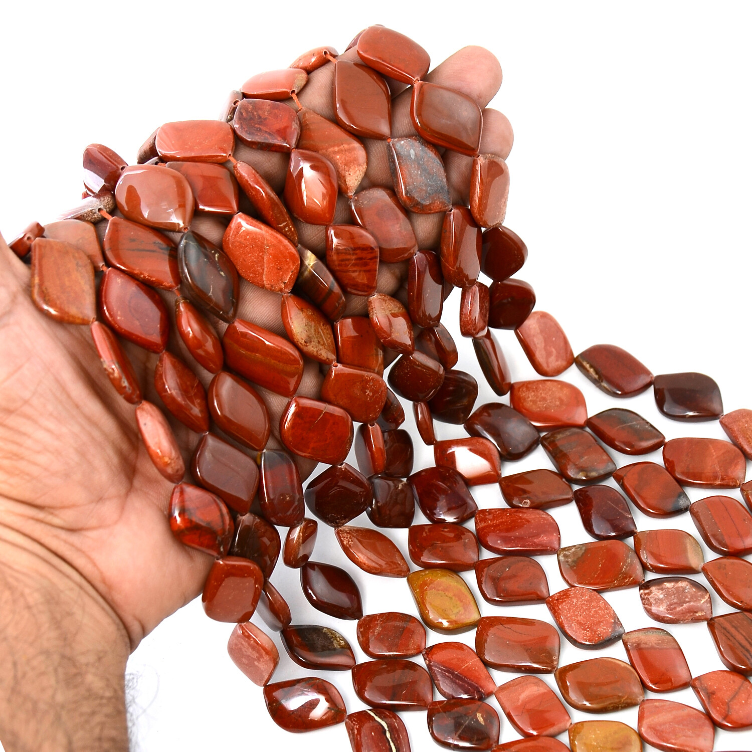 Red Jasper S Shape Beads 15 Inch Strand Natural Gemstone Jewelry Wholesale Lot