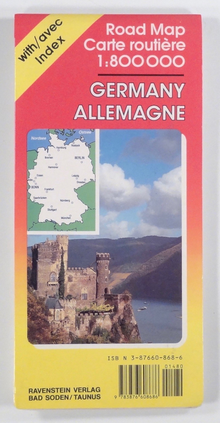 1995 Ravenstein GERMANY ROAD MAP 1:800000 scale IN SLIPCASE with index