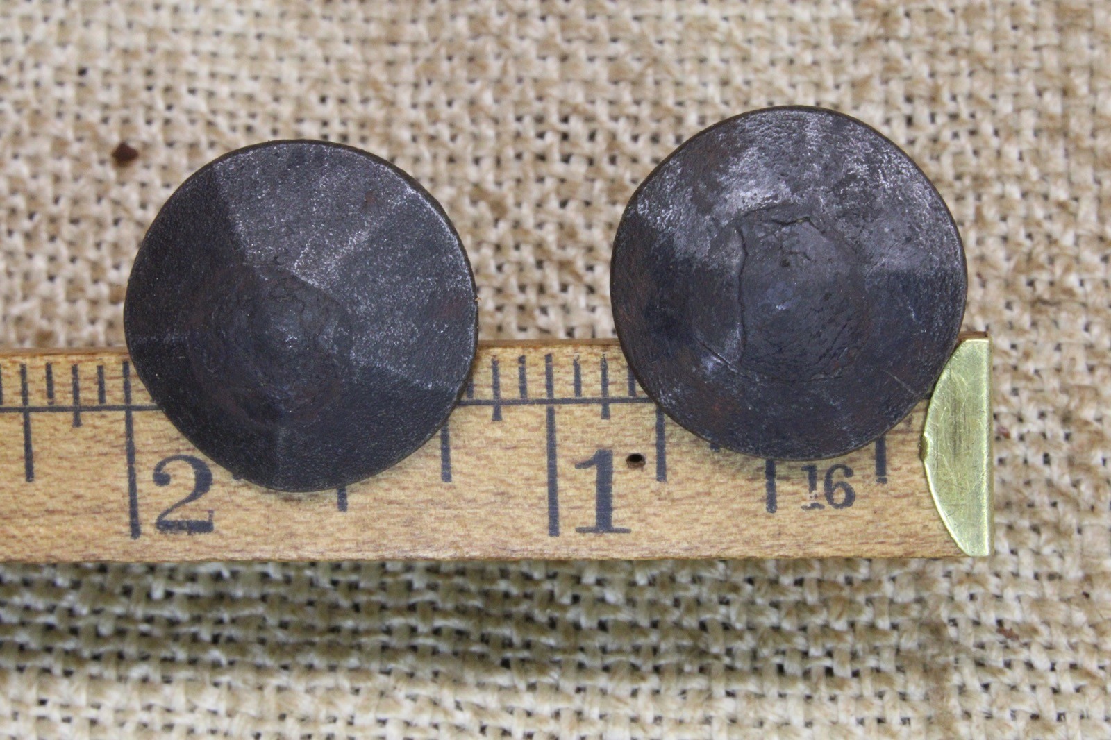 Two 1" Rosehead Nails Round Big 7/8” HEADS Clavos Blacksmith made vintage Farm