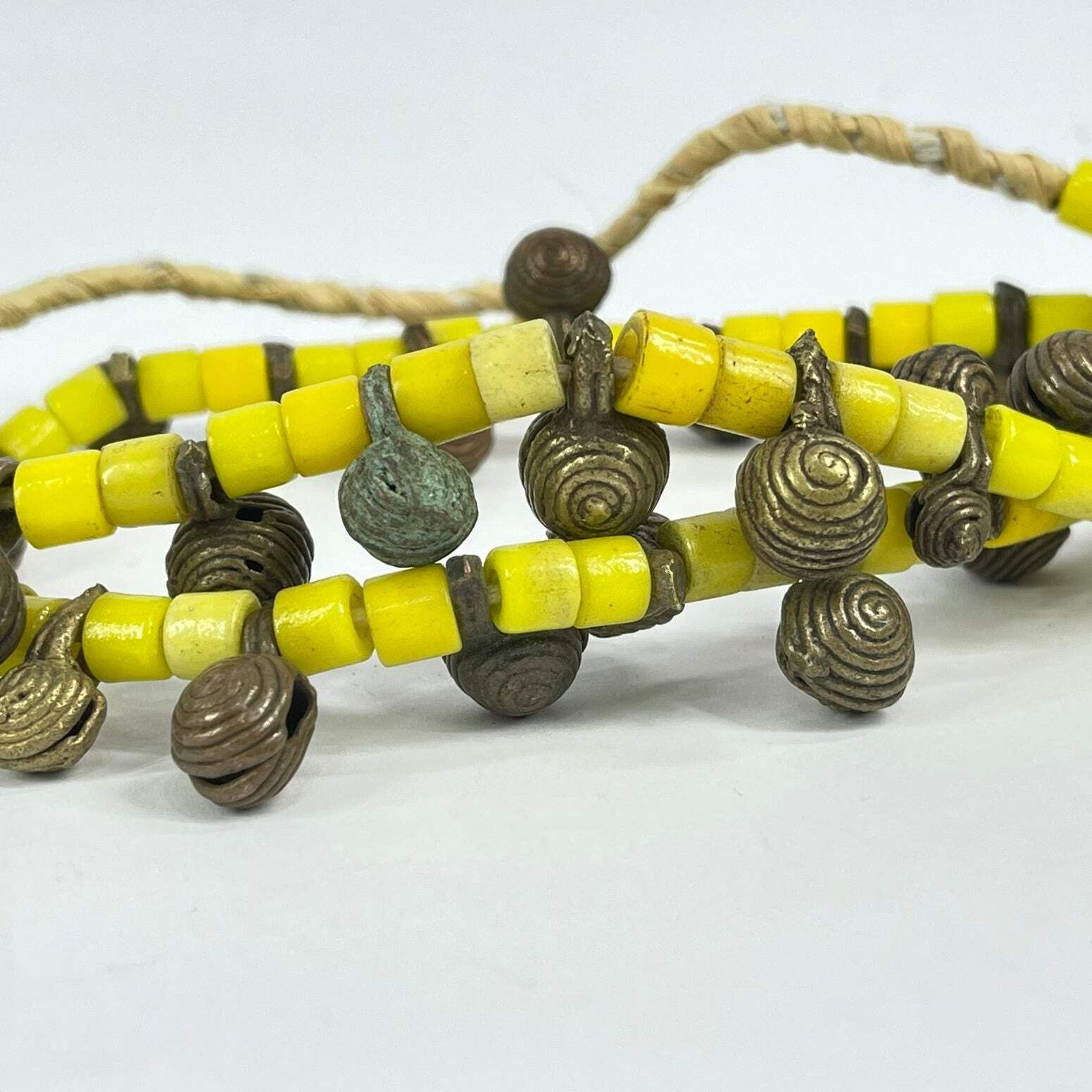 Yellow Yoruba Brass Bell Beads Nigeria