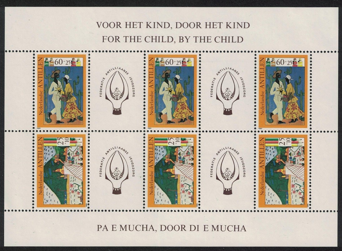 Neth. Antilles Child Welfare Children's Drawings MS 1980 MNH SG#MS741