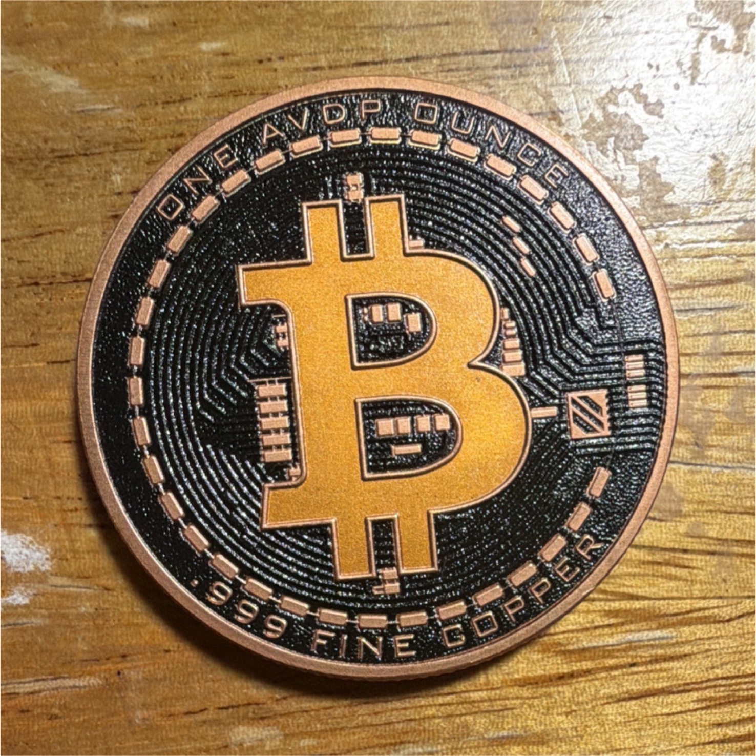 Bitcoin 999 Fine Copper 1 Ounce Round Coin Crypto-Collectible Collectible