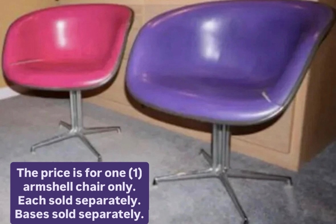 1 EAMES CHAIR PINK or PURPLE ALEXANDER GIRARD LA FONDA HERMAN MILLER SHELL ONLY