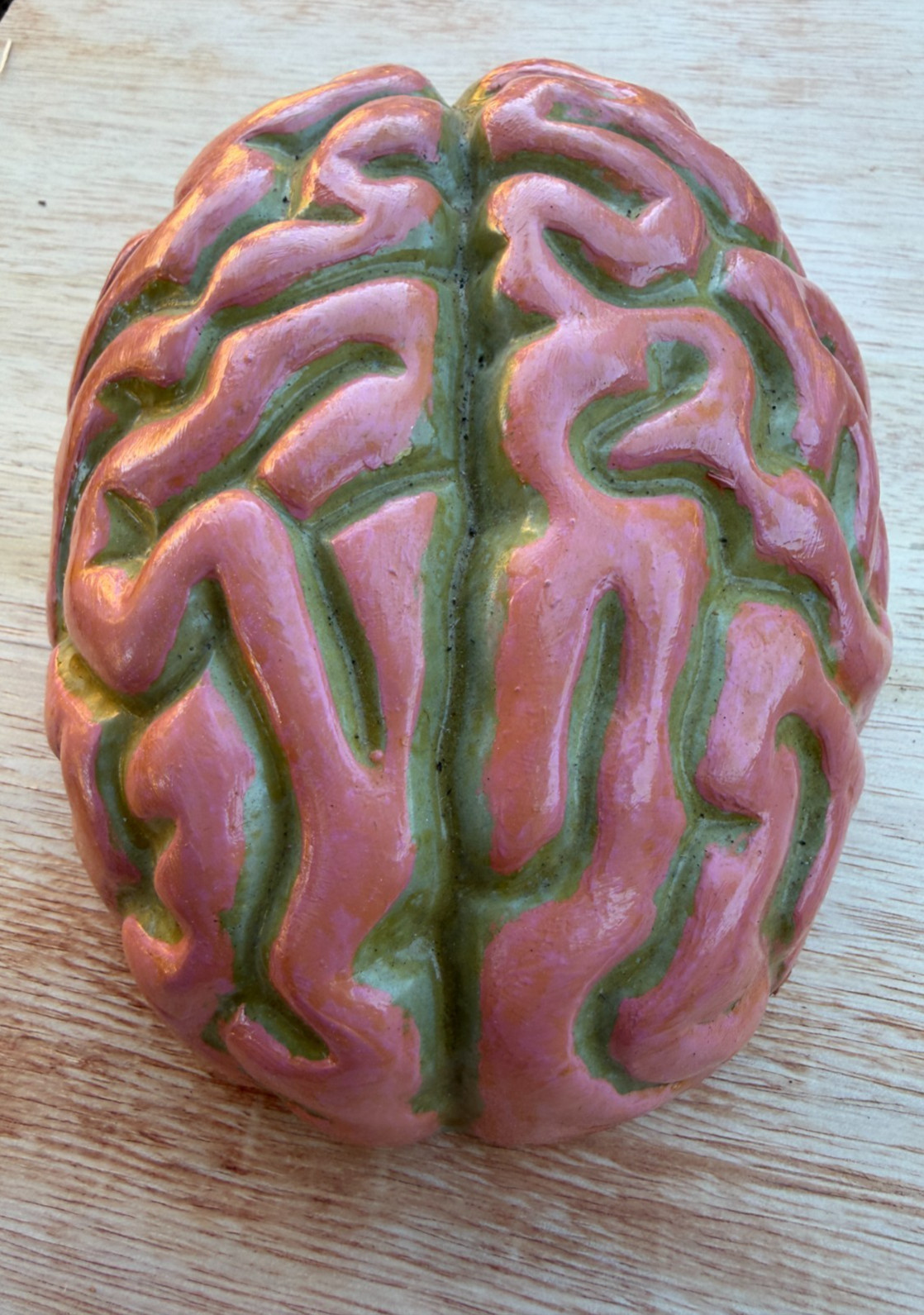 Vintage Human Brain Cement Painted Weird Prop Conversation Piece Halloween!