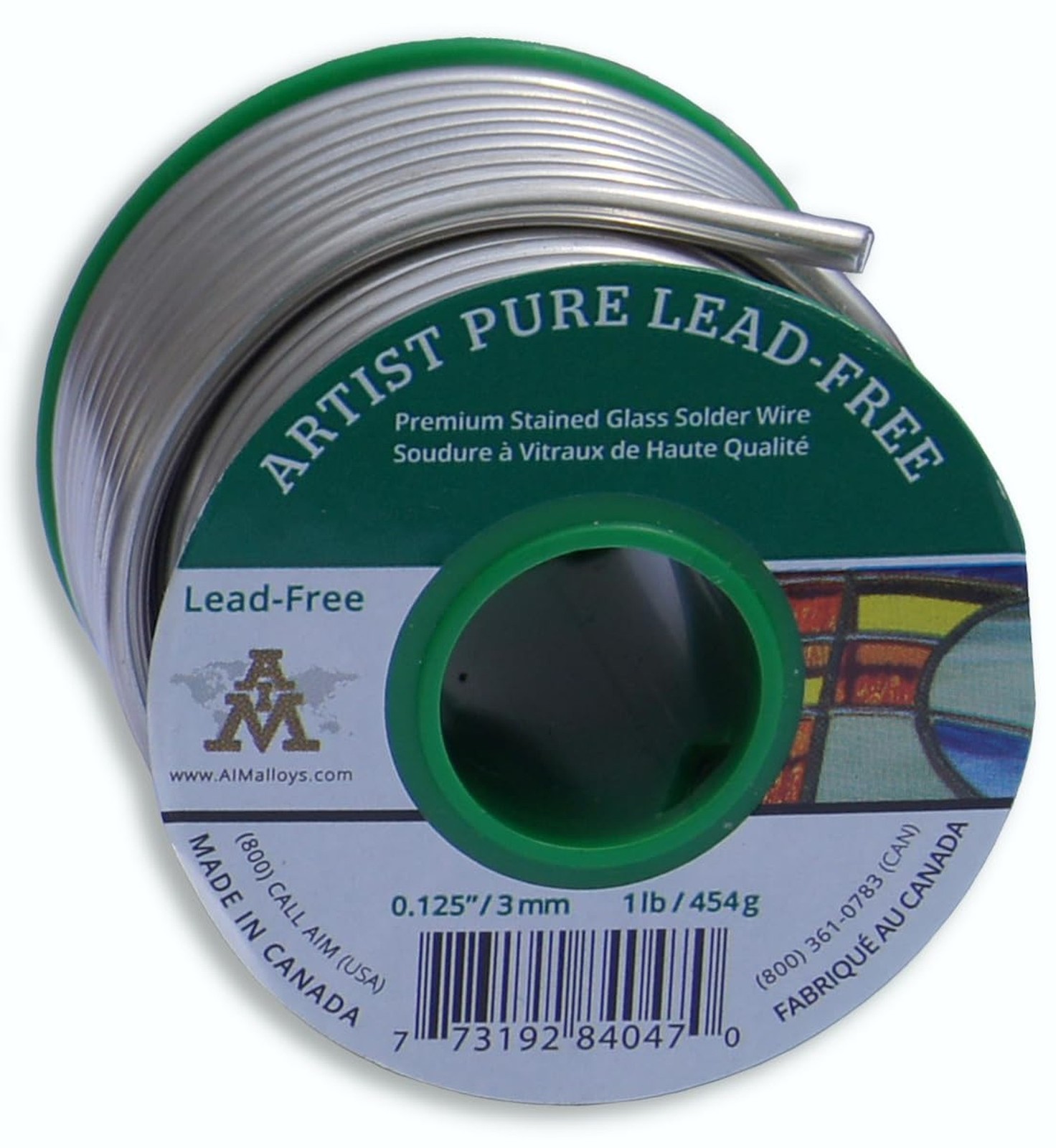 AIM Artist Pure Lead-Free Stained Glass Solder, 0.125inch, 1lb (3mm / 454g)