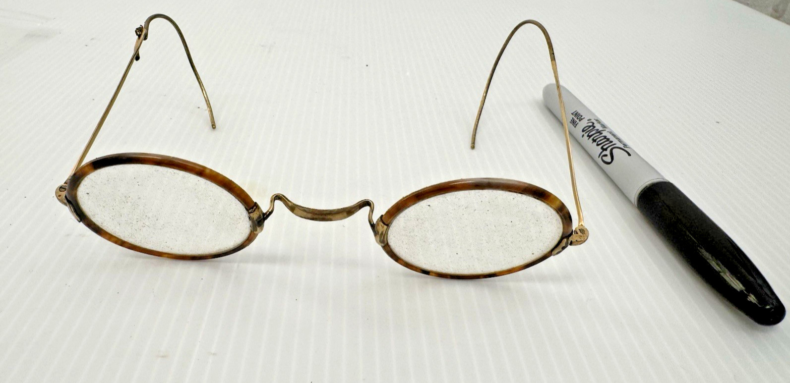 Antique U.S. Spectacle Co Chicago Gold Filled Eyeglasses w/ Case Late 1800s NICE