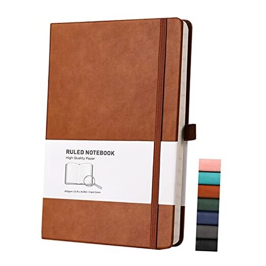  Lined Journal Notebook - A5 Leather Notebook Writing Journal with 192 Brown